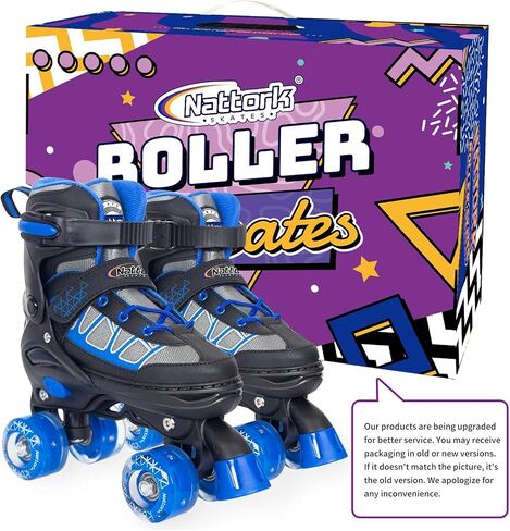 Nattork Roller Skates for Kids Boys Girls, 4 Size Adjustable Rollerskates with Light Up Wheels for Children Beginners for Outdoor Indoor in Saudi Arabia