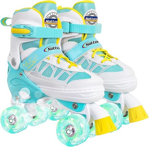 Nattork Roller Skates for Kids Boys Girls, 4 Size Adjustable Rollerskates with Light Up Wheels for Children Beginners for Outdoor Indoor in Saudi Arabia