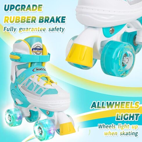 Nattork Roller Skates for Kids Boys Girls, 4 Size Adjustable Rollerskates with Light Up Wheels for Children Beginners for Outdoor Indoor in Saudi Arabia