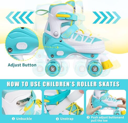 Nattork Roller Skates for Kids Boys Girls, 4 Size Adjustable Rollerskates with Light Up Wheels for Children Beginners for Outdoor Indoor in Saudi Arabia