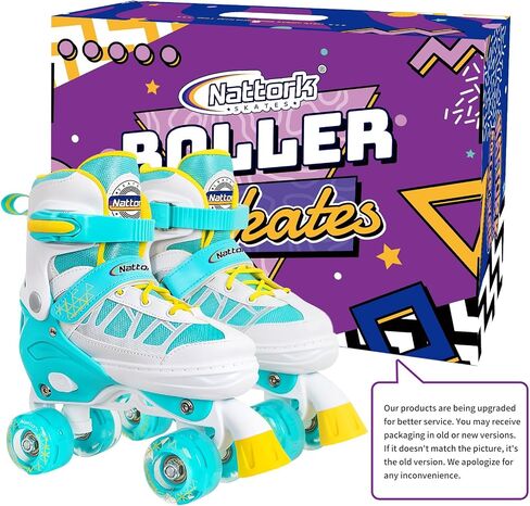 Nattork Roller Skates for Kids Boys Girls, 4 Size Adjustable Rollerskates with Light Up Wheels for Children Beginners for Outdoor Indoor in Saudi Arabia