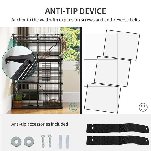 قفص قطط داخلي كبير من YITAHOME مع أرجوحة، قفص لعب واسع للقطط للحيوانات الأليفة الصغيرة، والقوارض، والشنشيلا، والأرانب (أسود) in Saudi Arabia