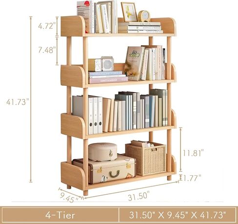3-Tier Wooden Open Bookcase - Modern Display Bookshelf with Top Edge and Solid Wood Frame for Home and Office, Storage Cabinet, Warm White in Saudi Arabia