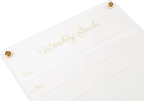 Lux Designs Gold Acrylic Magnetic Calendar for Refrigerator, Weekly Goals Dry Erase Board, 6 Vibrant Markers, 16"x12" in Saudi Arabia