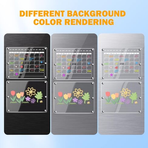 Dry Erase Calendar Acrylic Calendar for Fridge 16"X12" Magnetic Fridge Calendar Monthly&Memo Board Set Includes 8 Markers & Holder & Eraser,Clear Fridge Calendar Planner for Family Lists Menu in Saudi Arabia