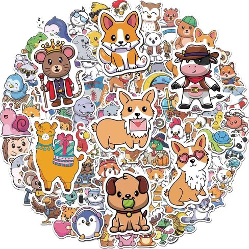 Cute Stickers, Animal Stickers, 100 PCS Water Bottle Stickers for Kids, Vinyl Stickers for Laptop, Skateboard, Phone, Summer Stickers for Kids Teens Girls in Saudi Arabia