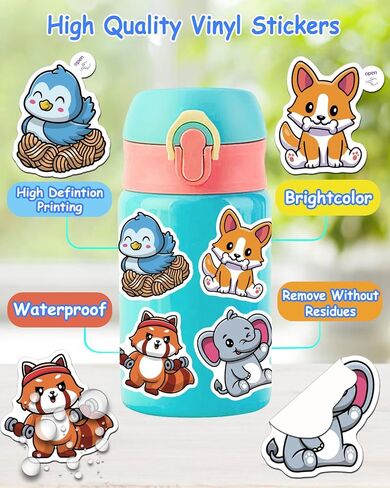 Cute Stickers, Animal Stickers, 100 PCS Water Bottle Stickers for Kids, Vinyl Stickers for Laptop, Skateboard, Phone, Summer Stickers for Kids Teens Girls in Saudi Arabia