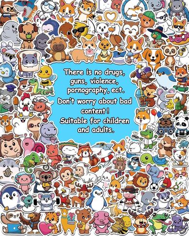 Cute Stickers, Animal Stickers, 100 PCS Water Bottle Stickers for Kids, Vinyl Stickers for Laptop, Skateboard, Phone, Summer Stickers for Kids Teens Girls in Saudi Arabia
