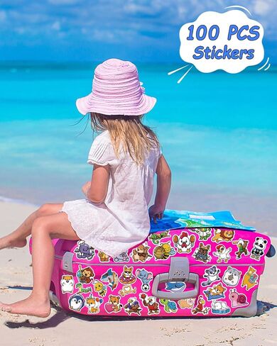 Cute Stickers, Animal Stickers, 100 PCS Water Bottle Stickers for Kids, Vinyl Stickers for Laptop, Skateboard, Phone, Summer Stickers for Kids Teens Girls in Saudi Arabia