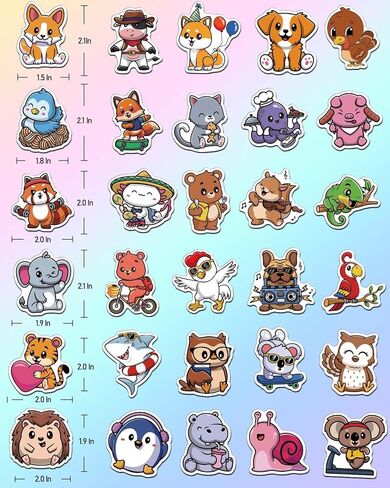 Cute Stickers, Animal Stickers, 100 PCS Water Bottle Stickers for Kids, Vinyl Stickers for Laptop, Skateboard, Phone, Summer Stickers for Kids Teens Girls in Saudi Arabia