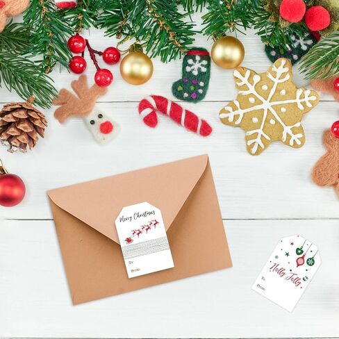 ملصقات بطاقات عيد الميلاد Joycraft، ملصقات علامات اسم عيد الميلاد مقاس 3 × 2، 120 قطعة من ملصقات عيد الميلاد المرحة البيضاء، ملصقات هدايا كبيرة لعطلات الشتاء لتغليف الهدايا، هدايا الحفلات in Saudi Arabia