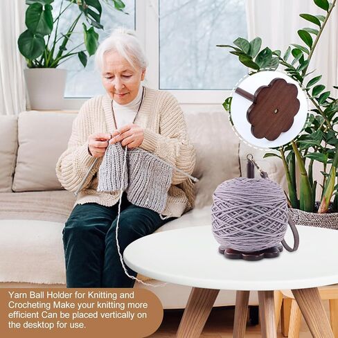 Portable Wrist Yarn Holder for Crocheting Wooden Yarn Ball Holder with Wristband and Shoulder Strap Yarn Minder Spinner Knitting Supplies Crochet Gift for Knitting Lovers (Black Walnut Color) in Saudi Arabia