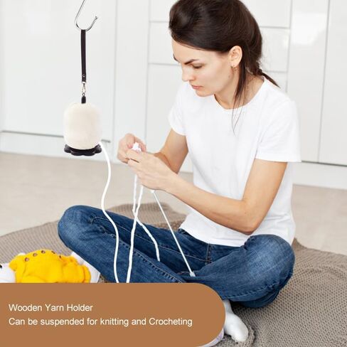 Portable Wrist Yarn Holder for Crocheting Wooden Yarn Ball Holder with Wristband and Shoulder Strap Yarn Minder Spinner Knitting Supplies Crochet Gift for Knitting Lovers (Black Walnut Color) in Saudi Arabia