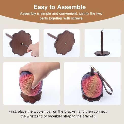 Portable Wrist Yarn Holder for Crocheting Wooden Yarn Ball Holder with Wristband and Shoulder Strap Yarn Minder Spinner Knitting Supplies Crochet Gift for Knitting Lovers (Black Walnut Color) in Saudi Arabia