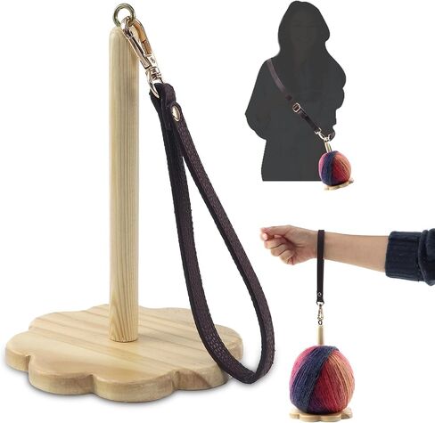 Portable Wrist Yarn Holder for Crocheting Wooden Yarn Ball Holder with Wristband and Shoulder Strap Yarn Minder Spinner Knitting Supplies Crochet Gift for Knitting Lovers (Black Walnut Color) in Saudi Arabia