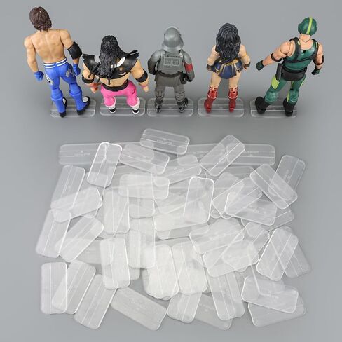 56PCS Action Figure Display Stand with 120PCS Adhesive, Figure Toy Organizer Accessories Bases No Pegs, Fit for All Figures Such as Star Was Black Series/Gi Jeo/Marvel Legends etc., Clear Round in Saudi Arabia