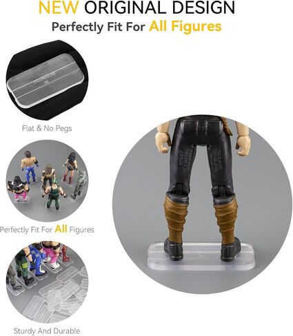 56PCS Action Figure Display Stand with 120PCS Adhesive, Figure Toy Organizer Accessories Bases No Pegs, Fit for All Figures Such as Star Was Black Series/Gi Jeo/Marvel Legends etc., Clear Round in Saudi Arabia