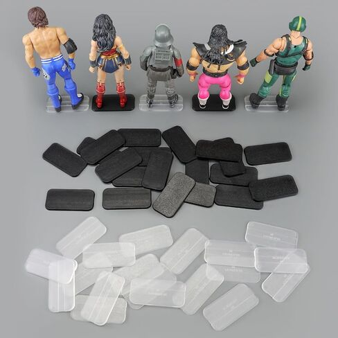 56PCS Action Figure Display Stand with 120PCS Adhesive, Figure Toy Organizer Accessories Bases No Pegs, Fit for All Figures Such as Star Was Black Series/Gi Jeo/Marvel Legends etc., Clear Round in Saudi Arabia