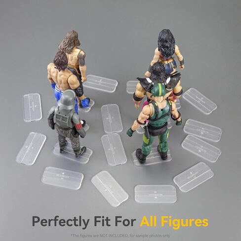 56PCS Action Figure Display Stand with 120PCS Adhesive, Figure Toy Organizer Accessories Bases No Pegs, Fit for All Figures Such as Star Was Black Series/Gi Jeo/Marvel Legends etc., Clear Round in Saudi Arabia