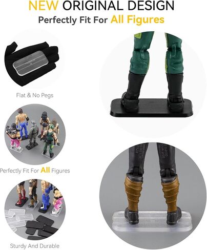 56PCS Action Figure Display Stand with 120PCS Adhesive, Figure Toy Organizer Accessories Bases No Pegs, Fit for All Figures Such as Star Was Black Series/Gi Jeo/Marvel Legends etc., Clear Round in Saudi Arabia