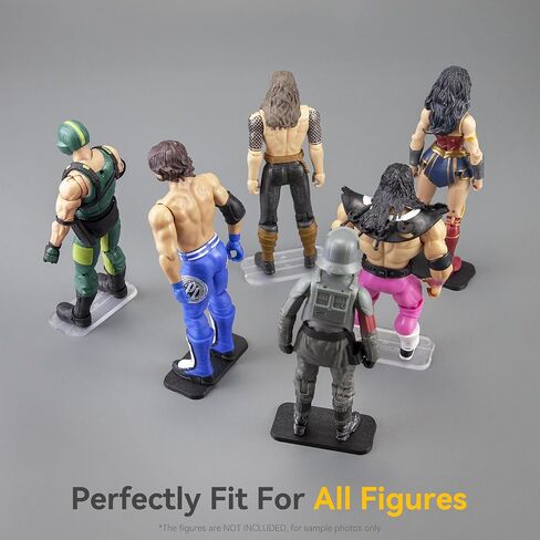 56PCS Action Figure Display Stand with 120PCS Adhesive, Figure Toy Organizer Accessories Bases No Pegs, Fit for All Figures Such as Star Was Black Series/Gi Jeo/Marvel Legends etc., Clear Round in Saudi Arabia
