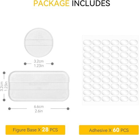 56PCS Action Figure Display Stand with 120PCS Adhesive, Figure Toy Organizer Accessories Bases No Pegs, Fit for All Figures Such as Star Was Black Series/Gi Jeo/Marvel Legends etc., Clear Round in Saudi Arabia