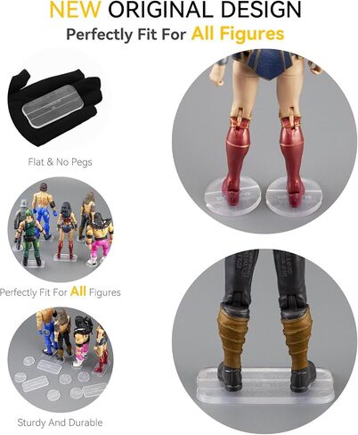 56PCS Action Figure Display Stand with 120PCS Adhesive, Figure Toy Organizer Accessories Bases No Pegs, Fit for All Figures Such as Star Was Black Series/Gi Jeo/Marvel Legends etc., Clear Round in Saudi Arabia