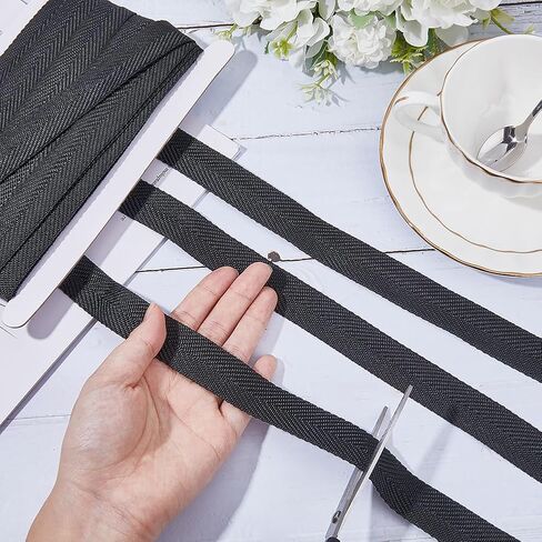 GORGECRAFT 20 Yards Book Binding Headbands 22mm Wide Bias Binding Tape Black Flat Book Binding Ribbon Herringbone Webbing Trim Bookmaking Twill Tape for DIY Sewing Craft Beginners Book Repairing Decor in Saudi Arabia