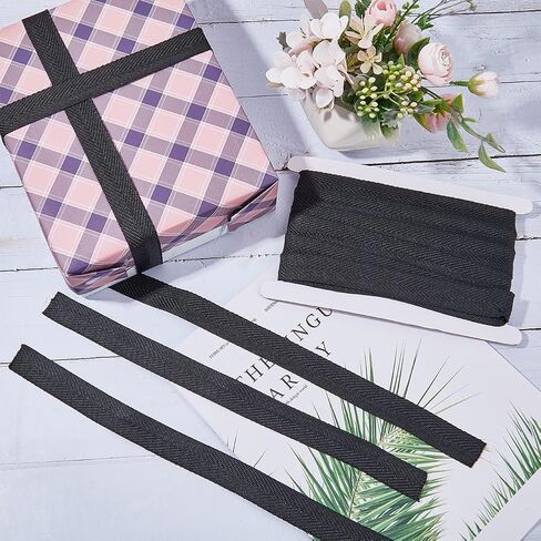 GORGECRAFT 20 Yards Book Binding Headbands 22mm Wide Bias Binding Tape Black Flat Book Binding Ribbon Herringbone Webbing Trim Bookmaking Twill Tape for DIY Sewing Craft Beginners Book Repairing Decor in Saudi Arabia