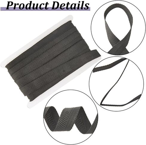 GORGECRAFT 20 Yards Book Binding Headbands 22mm Wide Bias Binding Tape Black Flat Book Binding Ribbon Herringbone Webbing Trim Bookmaking Twill Tape for DIY Sewing Craft Beginners Book Repairing Decor in Saudi Arabia