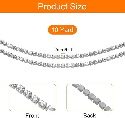 uxcell 10 Yard Crystal Rhinestone Close Chain Trim, Crystal Rhinestone Diamond Strips for Jewelry Making, Rhinestone Bling Sewing Embellishments, Silver Rhinestone with Red Base in Saudi Arabia