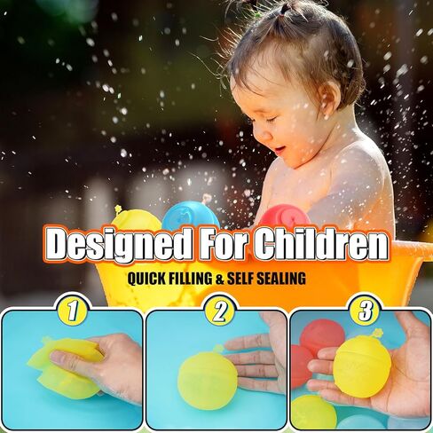 Newluck 15 PCS Reusable Water Balloon for Kid, Water Balloon Quick Fill Self Sealing for Pool Beach Bath, Outdoor Water Toy Refillable Water Balloon Bulk for Summer Water Game Activities in Backyard in Saudi Arabia