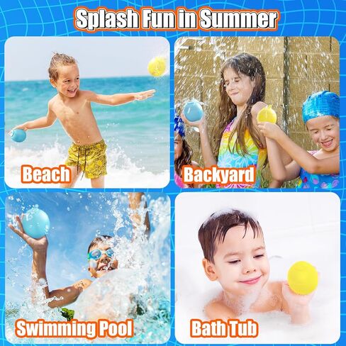 Newluck 15 PCS Reusable Water Balloon for Kid, Water Balloon Quick Fill Self Sealing for Pool Beach Bath, Outdoor Water Toy Refillable Water Balloon Bulk for Summer Water Game Activities in Backyard in Saudi Arabia