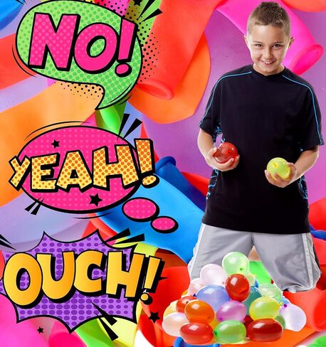KAOS Water Balloon 100 pcs per Pack w/Hose Nozzle (1 Pack) Assorted Colored Balloons for Kids & Adult. Quick & Easy Fill Latex Water Bomb. Fun Outdoor Splash Summer Games. Bulk Party Favors. 114-1 in Saudi Arabia