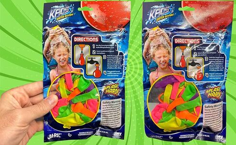 KAOS Water Balloon 100 pcs per Pack w/Hose Nozzle (1 Pack) Assorted Colored Balloons for Kids & Adult. Quick & Easy Fill Latex Water Bomb. Fun Outdoor Splash Summer Games. Bulk Party Favors. 114-1 in Saudi Arabia