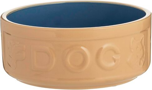 Mason Cash Cane & Blue Lettered Stoneware Dog Bowl, 18 cm in Saudi Arabia