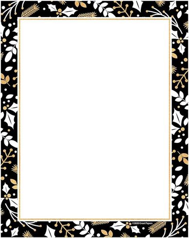 Great Papers! Black And Faux Gold Holiday Letterhead / 80 Sheets 8.5" x 11" Elegant & Chic Christmas Paper in Saudi Arabia