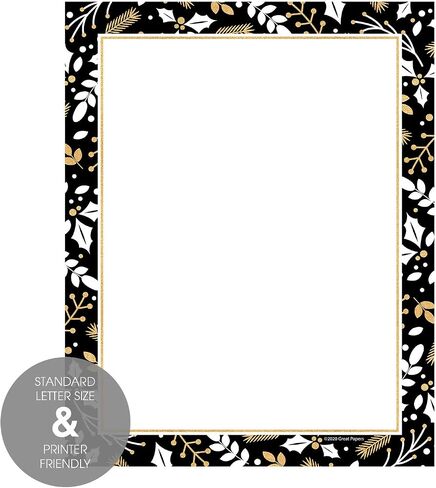 Great Papers! Black And Faux Gold Holiday Letterhead / 80 Sheets 8.5" x 11" Elegant & Chic Christmas Paper in Saudi Arabia
