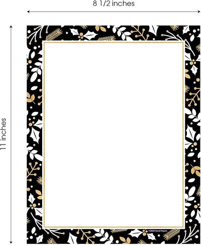 Great Papers! Black And Faux Gold Holiday Letterhead / 80 Sheets 8.5" x 11" Elegant & Chic Christmas Paper in Saudi Arabia
