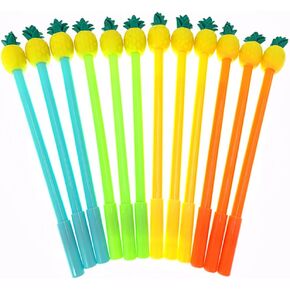 12pcs Gel Pen Black Ink Roller Marker Pen(Double-color Pineapple Styling)