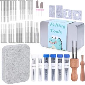 SOCNITC Needle Felting Tools, Needle Felting Pad, 4.5 * 3.5 * 1 inch, Needle Felting Kit with Felting Needles, Wooden Handle for Beginner DIY