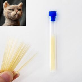 Nuvretk 300pcs Cat Whiskers for Needle Felting - 2.-2.5 Inch Tapered Simulated Animal Whiskers in White, Black, Beige, Brown - Plastic Craft Whiskers for Stuffed Animals and DIY Accessories (White)