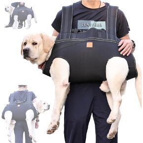 Dog Lift Harness Backpack Carrier for Large Dogs, Full Body Sling with Handle, Dog Harness for Joint Injuries, Arthritis, Ideal for Stairs, Elderly Dogs (Black, X-Large Up to 50 LBS)