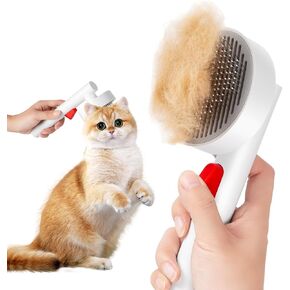 Cat Brush for Shedding with One-Click Button, Pet Comb for Indoor Cats, Suitable for Long or Short Haired Cats, Small and Medium Dogs, Grooming for Puppy Kitten Massage Removes Loose Fur