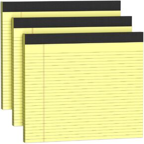 3 Pack Legal Pads 11 x 9.5 College Ruled White Paper Note Pad Narrow Ruled 30 Sheets Notepads Perforated Writing Pad Clear Print Horizontal Pads of Paper