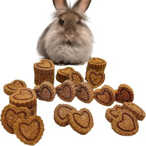 36Pcs Bunny Chew Toys,Natural Timothy Hay Handmade Grass Cakes Molar Treats for Bunny Chinchilla Guinea Pig Dwarf Rabbit Improves Teeth Health