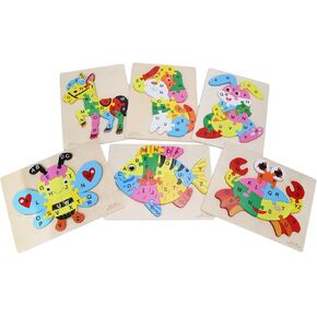 Toddler Puzzles for Kids Ages 3-5 Wooden Puzzles 4-Pack Animal Puzzles with Numbers Montessori Toys for Ages 3-5 Boys and Girls Educational Learning Toys Gift