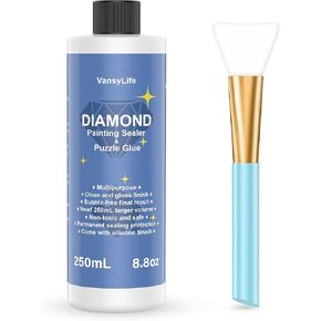 VansyLife Updated Diamond Painting Sealer 3 Pack 750ML with Silicone Brush, 5D Diamond Painting Glue Accessories Permanent Hold & Shine Effect for Diamond Painting and Jigsaw Puzzles (26.4 OZ)