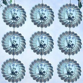 9 PCS Metal Bird Scare Discs Shiny Wind Spinners with Bird Reflectors, Outdoor Garden Decor as Bird Devices Deterrent to Scare Birds Away from Garage, Home, Patio, Farm, Backyard