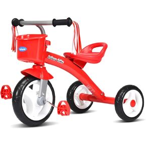 دراجة ثلاثية العجلات للأطفال من INFANS مع مقعد قابل للتعديل، وسلة تخزين، وعجلات هادئة ممتازة، ومقبض غير قابل للانزلاق (أحمر) in Kuwait